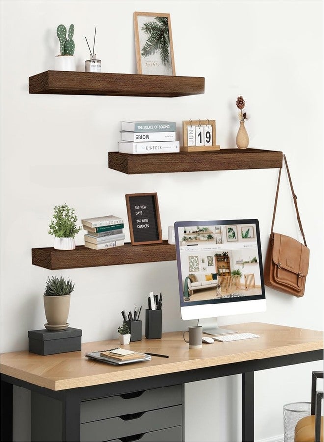 AT-VALY Floating Shelves Set of 3,Wall Shelves for Bedroom, Bathroom, Kitchen, Living Room,Hanging Shelves for Wall Decor 15.6IN - Image 3